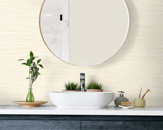 TG60526 faux grasscloth textured vinyl wallpaper bathroom from the Tedlar Textures collection by DuPont