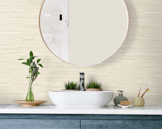 TG60527 faux grasscloth textured vinyl wallpaper bathroom from the Tedlar Textures collection by DuPont