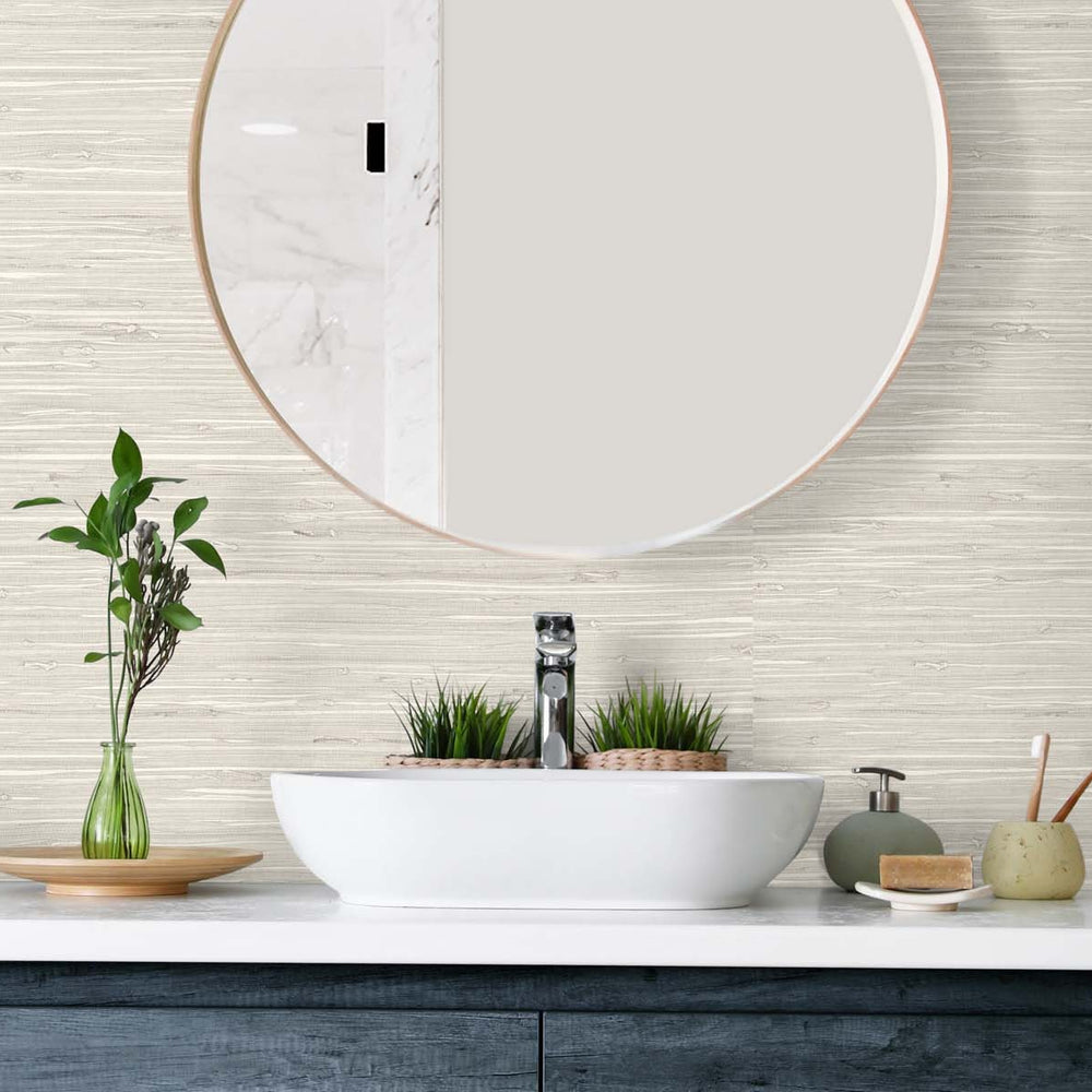 
                  
                    TG60528 faux grasscloth textured vinyl wallpaper bathroom from the Tedlar Textures collection by DuPont
                  
                