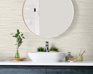 TG60528 faux grasscloth textured vinyl wallpaper bathroom from the Tedlar Textures collection by DuPont