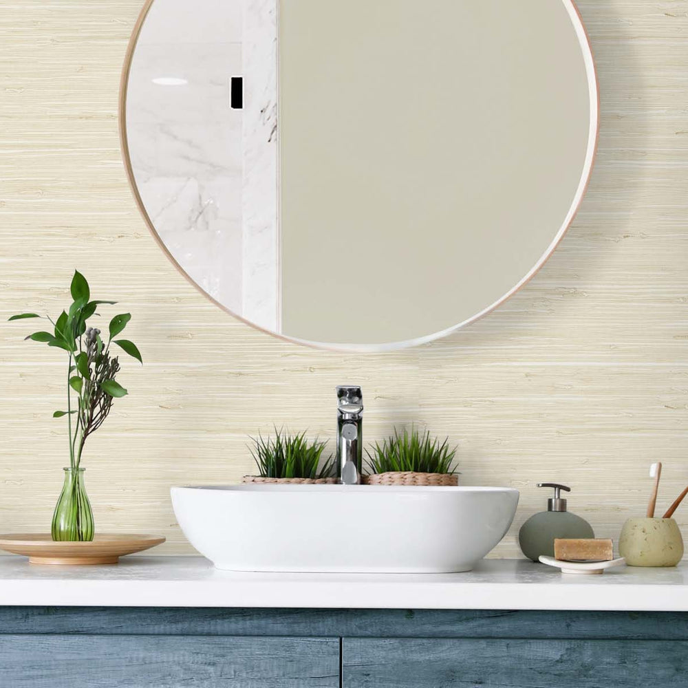 
                  
                    TG60531 faux grasscloth textured vinyl wallpaper bathroom from the Tedlar Textures collection by DuPont
                  
                