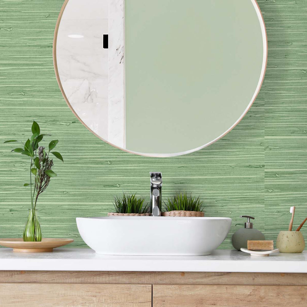 
                  
                    TG60534 faux grasscloth textured vinyl wallpaper bathroom from the Tedlar Textures collection by DuPont
                  
                