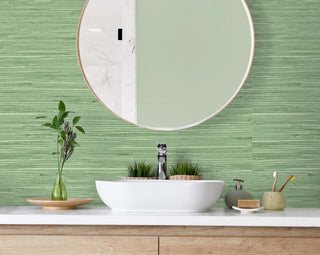 TG60534 faux grasscloth textured vinyl wallpaper bathroom from the Tedlar Textures collection by DuPont