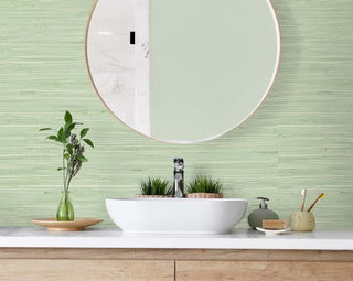TG60535 faux grasscloth textured vinyl wallpaper bathroom from the Tedlar Textures collection by DuPont