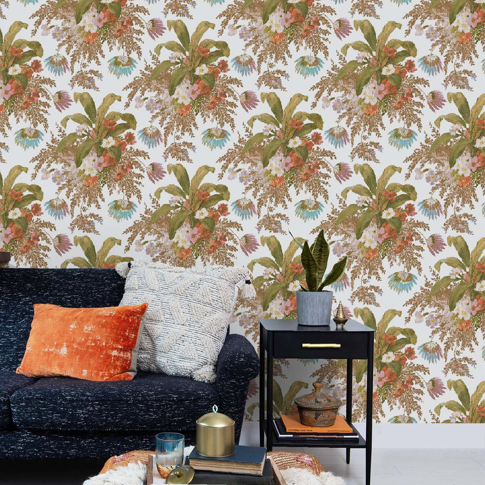 SD40012RT Barbados tropical bouquet wallpaper living room from Say Decor