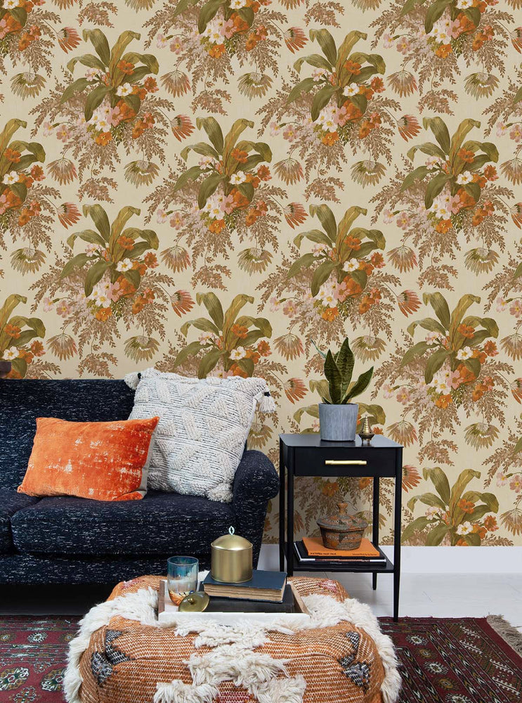 SD50012RT Barbados tropical bouquet wallpaper living room from Say Decor