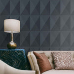 Geometric wallpaper living room TS81600 embossed vinyl from the Even More Textures collection by Seabrook Designs