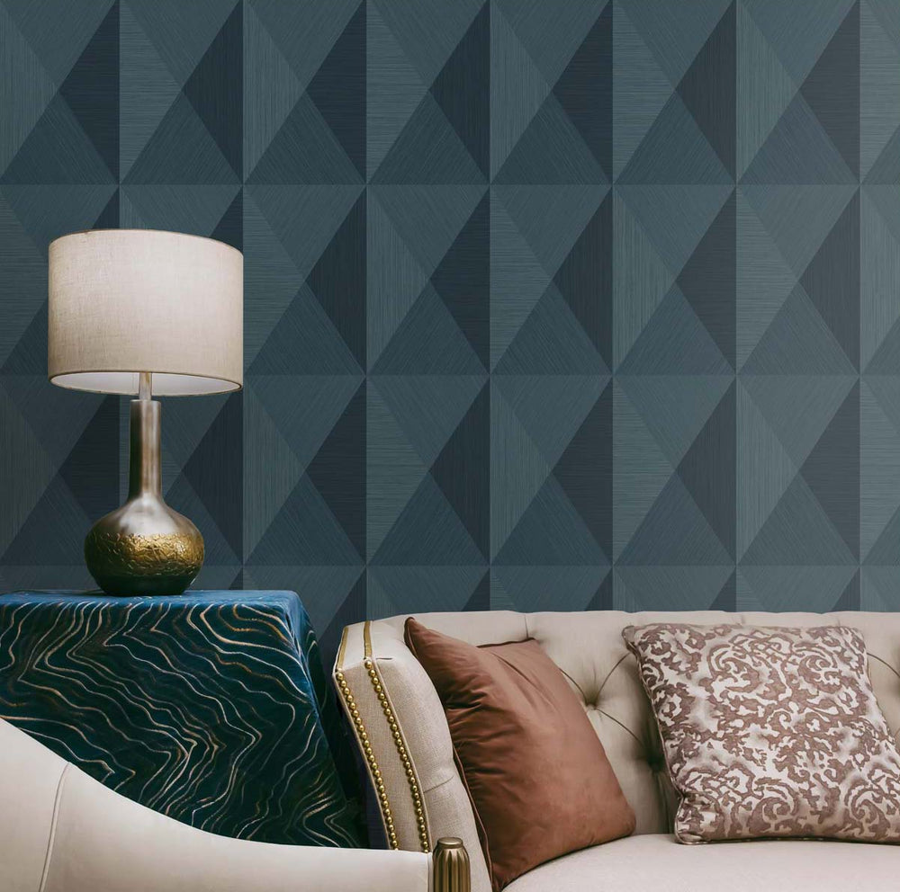 Geometric wallpaper living room TS81602 embossed vinyl from the Even More Textures collection by Seabrook Designs
