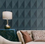 Geometric wallpaper living room TS81602 embossed vinyl from the Even More Textures collection by Seabrook Designs