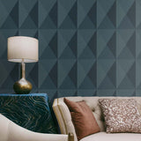 Geometric wallpaper living room TS81602 embossed vinyl from the Even More Textures collection by Seabrook Designs