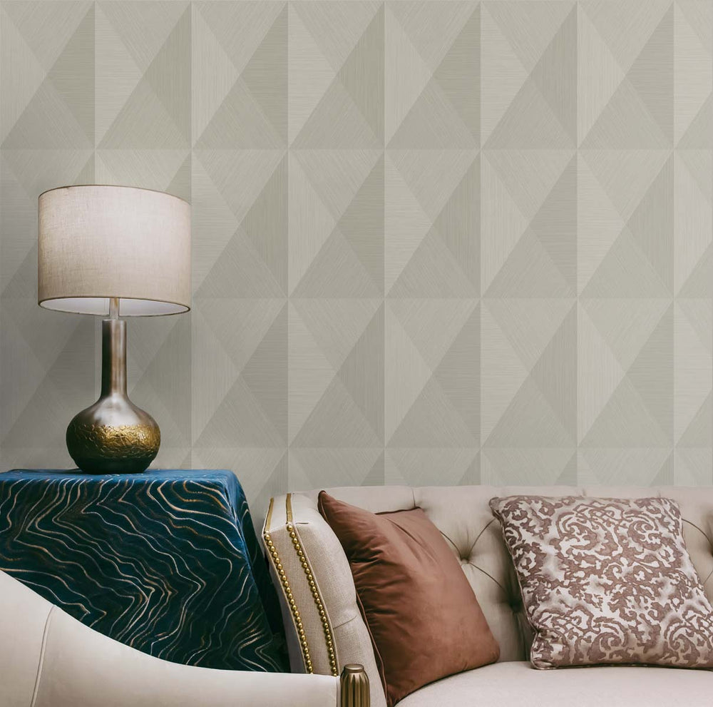 Geometric wallpaper living room TS81603 embossed vinyl from the Even More Textures collection by Seabrook Designs