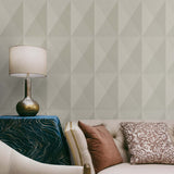 Geometric wallpaper living room TS81603 embossed vinyl from the Even More Textures collection by Seabrook Designs