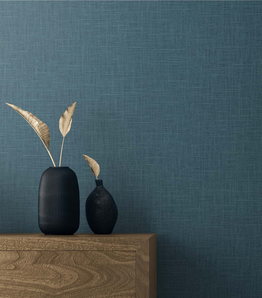 TS81904 faux linen vinyl wallpaper decor from the Even More Textures collection by Seabrook Designs