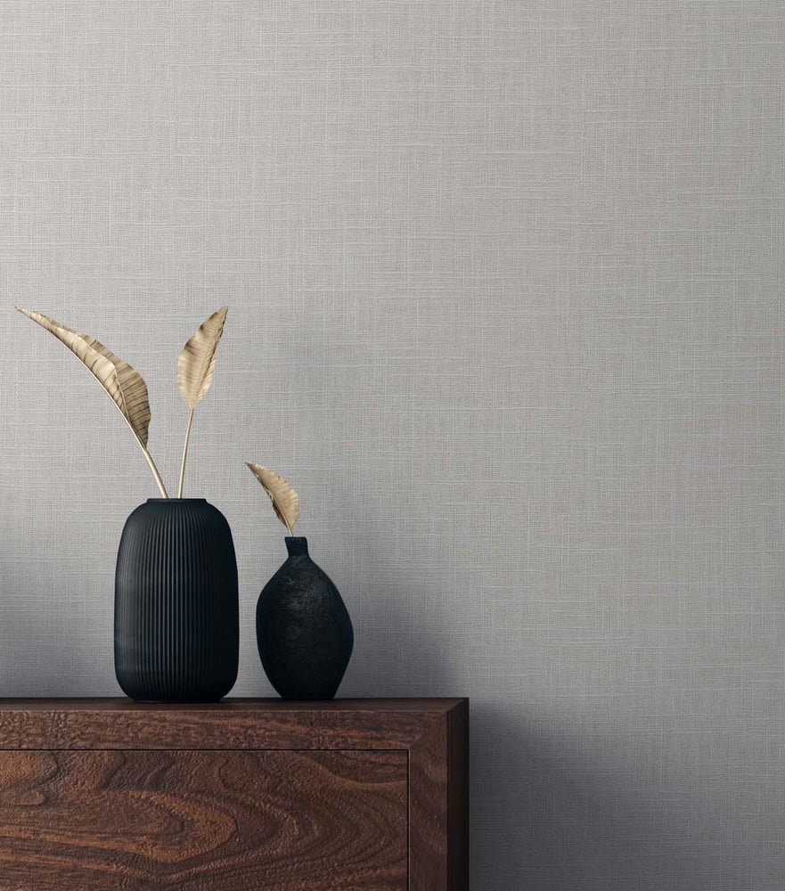 TS81905 faux linen vinyl wallpaper decor from the Even More Textures collection by Seabrook Designs