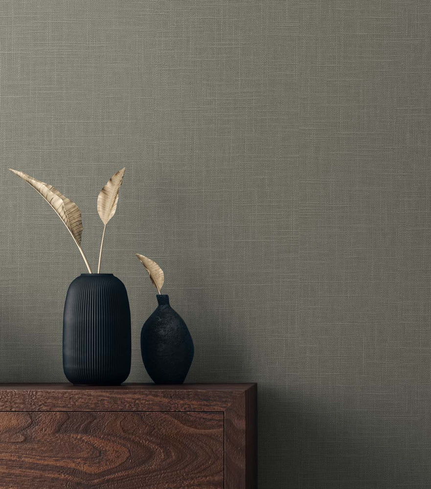 TS81907 faux linen vinyl wallpaper decor from the Even More Textures collection by Seabrook Designs