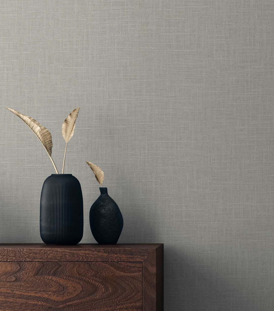 TS81908 faux linen vinyl wallpaper decor from the Even More Textures collection by Seabrook Designs