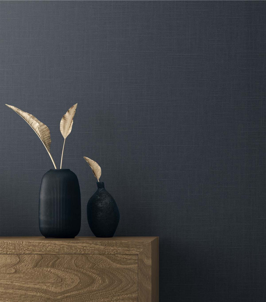 TS81932 faux linen vinyl wallpaper decor from the Even More Textures collection by Seabrook Designs