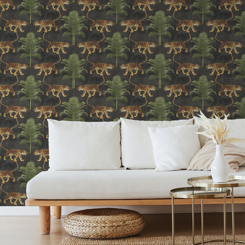 Tiger peel and stick wallpaper living room 802812WR from Tommy Bahama Home