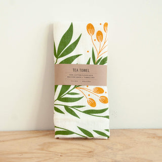 KT501 tuscan floral tea towel packaged from Hazelmade