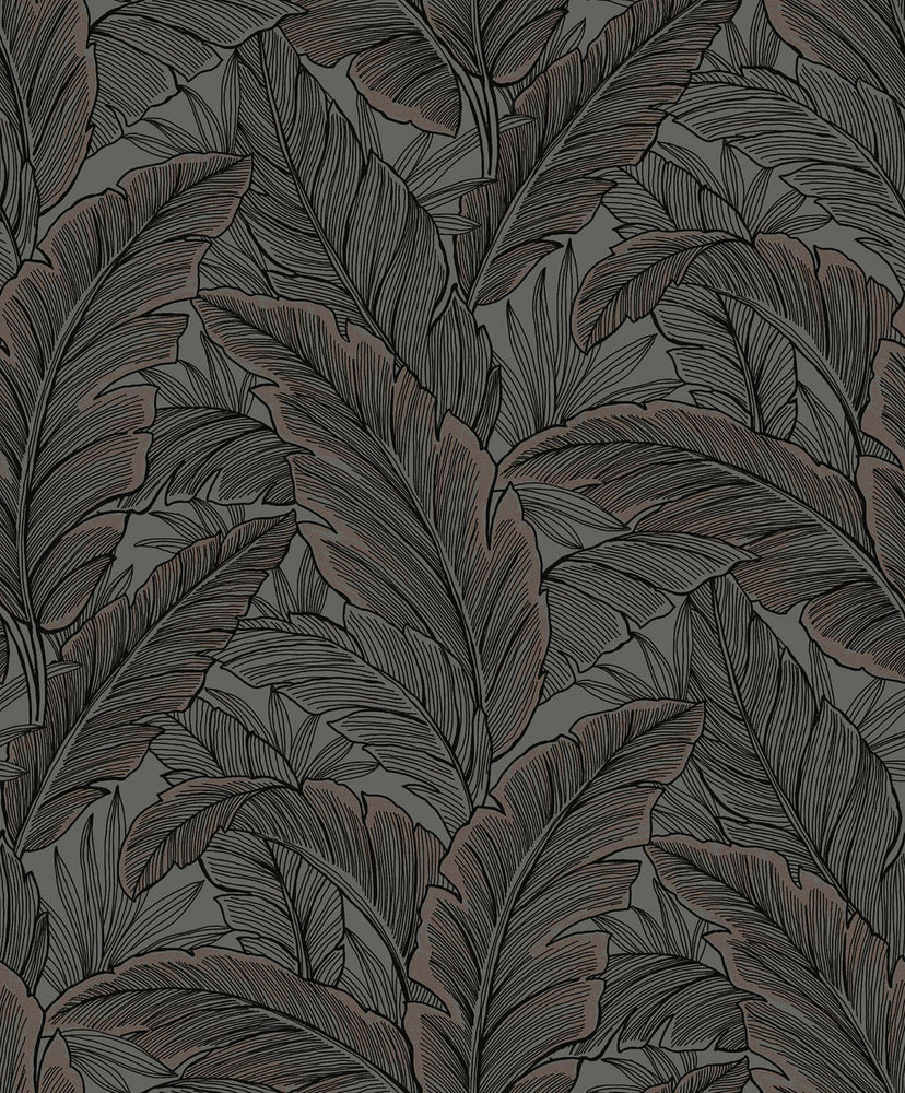 UK10048 palm leaf botanical wallpaper from the Black and White collection by Etten Gallerie