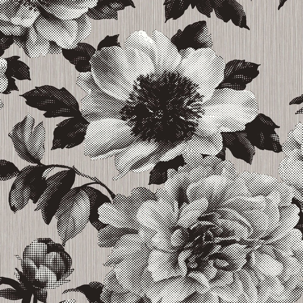 
                  
                    UK11100 halftone floral wallpaper from the Black and White collection by Etten Gallerie
                  
                