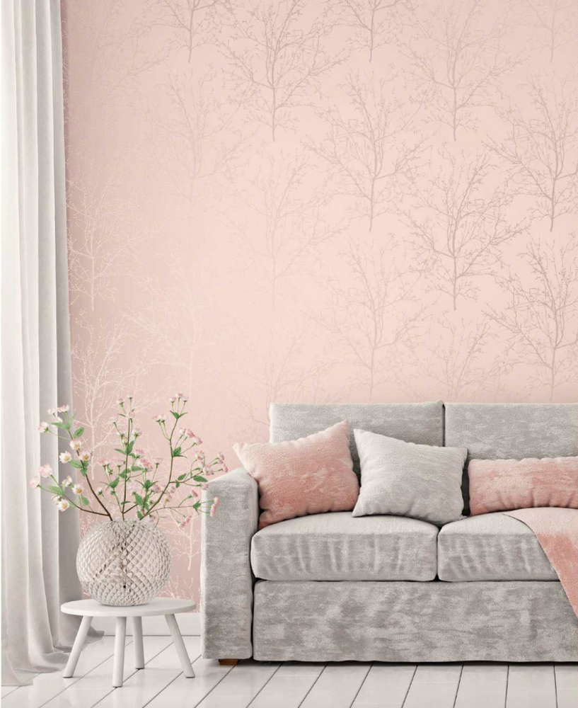 UK11501 glass beaded branches botanical wallpaper living room from the Black and White collection by Etten Gallerie