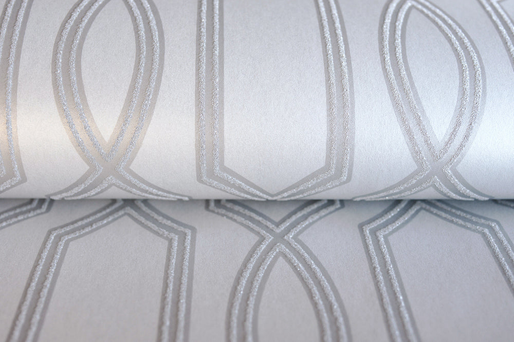 Etten Gallerie Black & White Shimmer Trellis Geometric Wallpaper