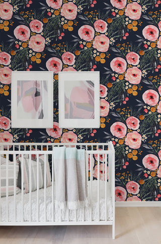 Watercolor floral peel and stick wallpaper nursery SD1002 from Say Decor