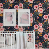 Watercolor floral peel and stick wallpaper nursery SD1002 from Say Decor