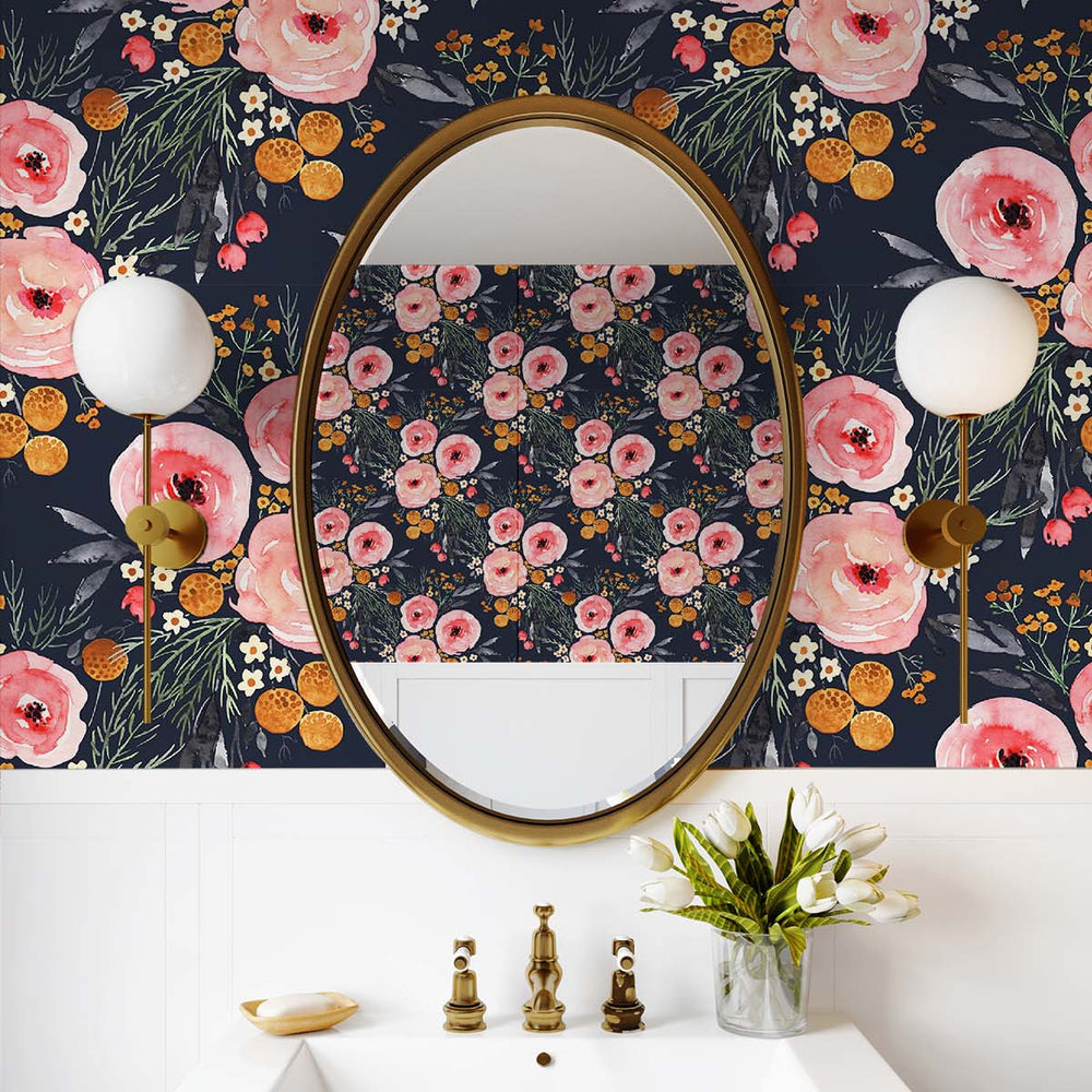 
                  
                    Watercolor floral peel and stick wallpaper bathroom SD1002 from Say Decor
                  
                