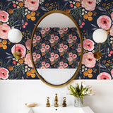 Watercolor floral peel and stick wallpaper bathroom SD1002 from Say Decor