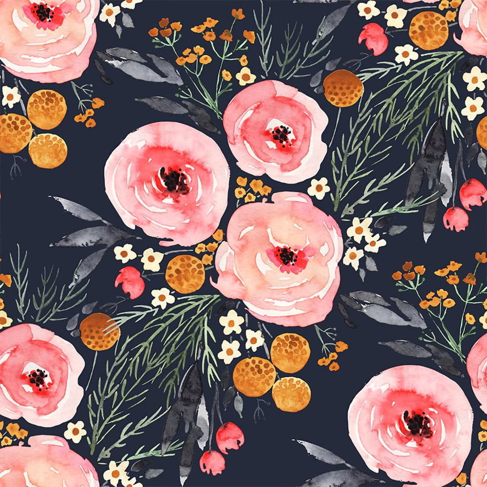 Blue Floral Peel And Stick Wallpaper,White Watercolor 17.5"x 393