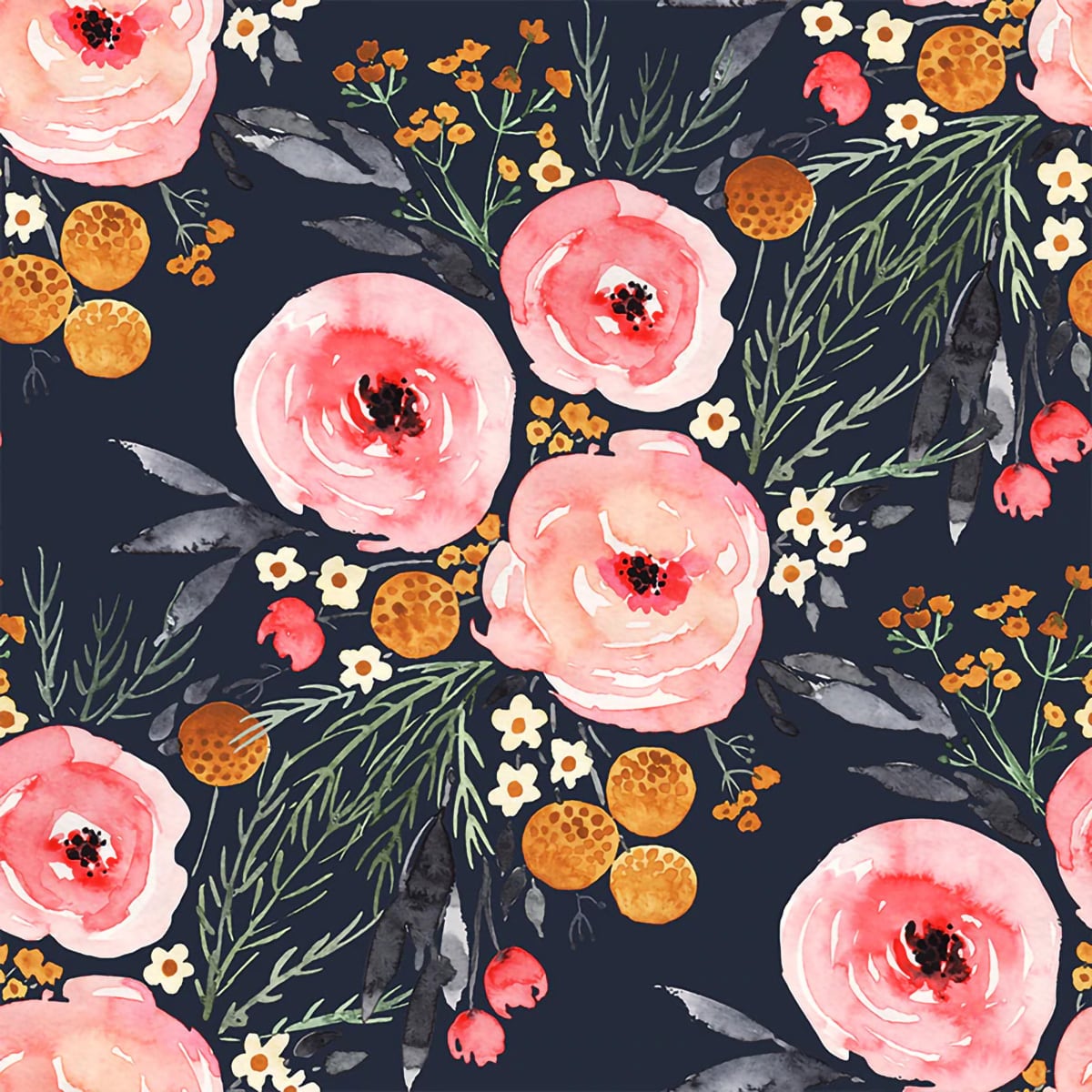 Watercolor floral peel and stick wallpaper SD1002 from Say Decor