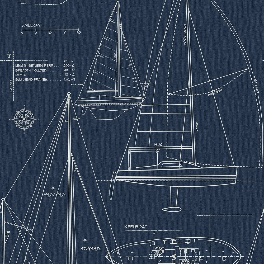 ET10222 sail away coastal boat wallpaper from Seabrook Designs