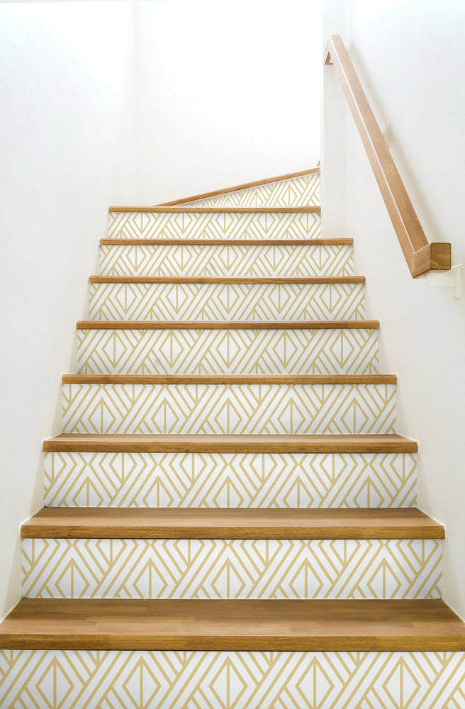 Metallic Gold Diamond Geometric Peel and Stick Removable Wallpaper