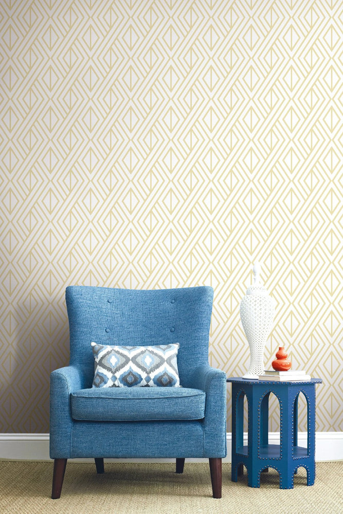 Metallic Gold Diamond Geometric Peel and Stick Removable Wallpaper