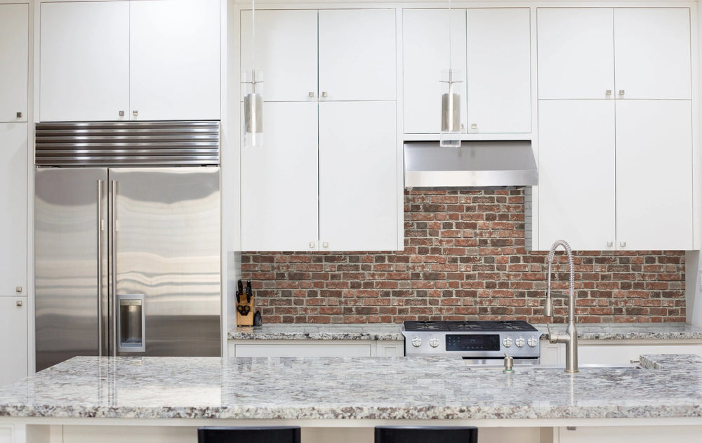 Distressed Faux Red Brick Peel and Stick Removable Wallpaper