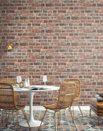 Distressed Faux Red Brick Peel and Stick Removable Wallpaper