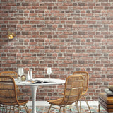 Distressed Faux Red Brick Peel and Stick Removable Wallpaper