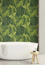 Banana leaf peel and stick wallpaper bathroom NW31000 from NextWall