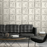 Distressed Tin Tile Peel and Stick Removable Wallpaper