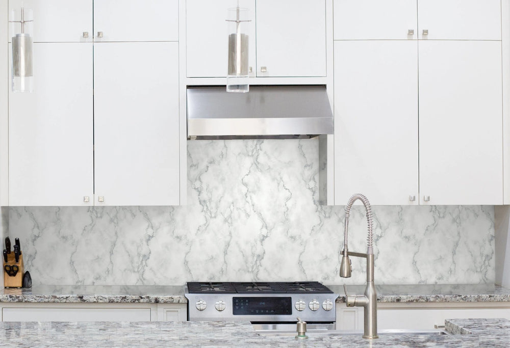 Faux Marble Silver Peel and Stick Removable Wallpaper