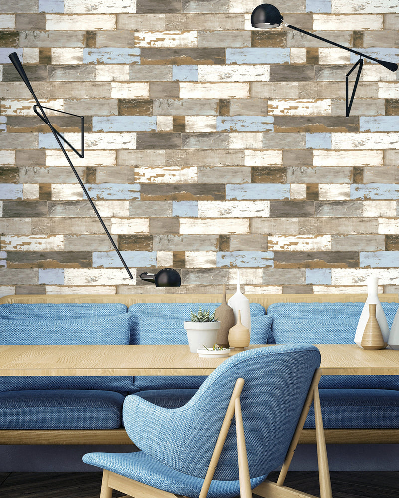 Colorful Coastal Shiplap Peel and Stick Removable Wallpaper