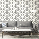 Black and White Tile Trellis Peel and Stick Removable Wallpaper