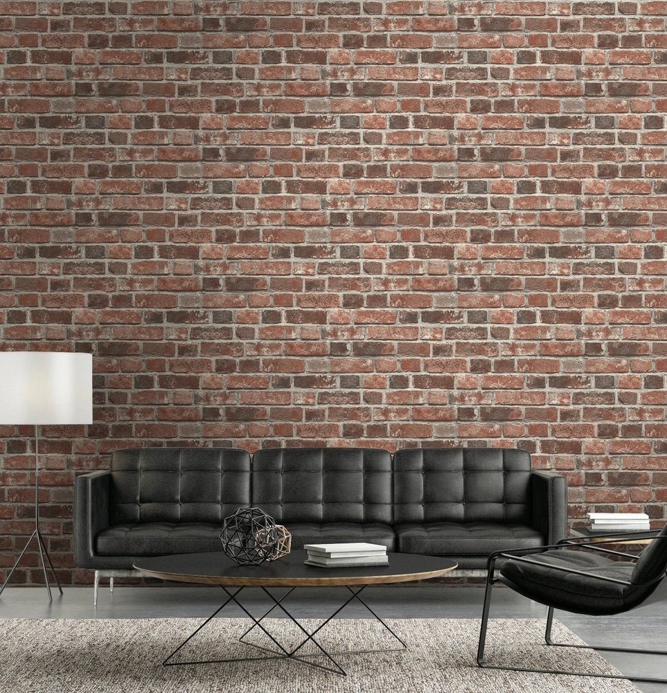 Distressed Red Brick Peel and Stick Removable Wallpaper