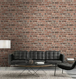 Distressed Faux Red Brick Peel and Stick Removable Wallpaper