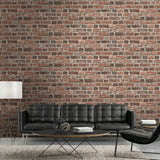 Distressed Faux Red Brick Peel and Stick Removable Wallpaper