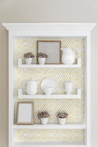 Metallic Gold Diamond Geometric Peel and Stick Removable Wallpaper