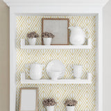 Metallic Gold Diamond Geometric Peel and Stick Removable Wallpaper