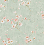 AI41604 teal silk road floral wallpaper from the Koi collection by Seabrook Designs